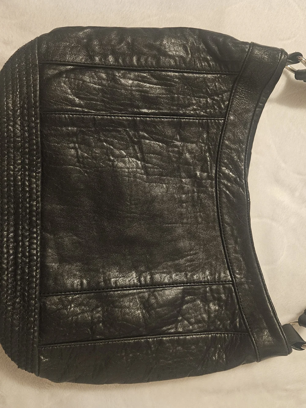 Vintage L.A.M.B. Gwen Stefani Black Leather Multi-Pocket Hobo Bag Y2K